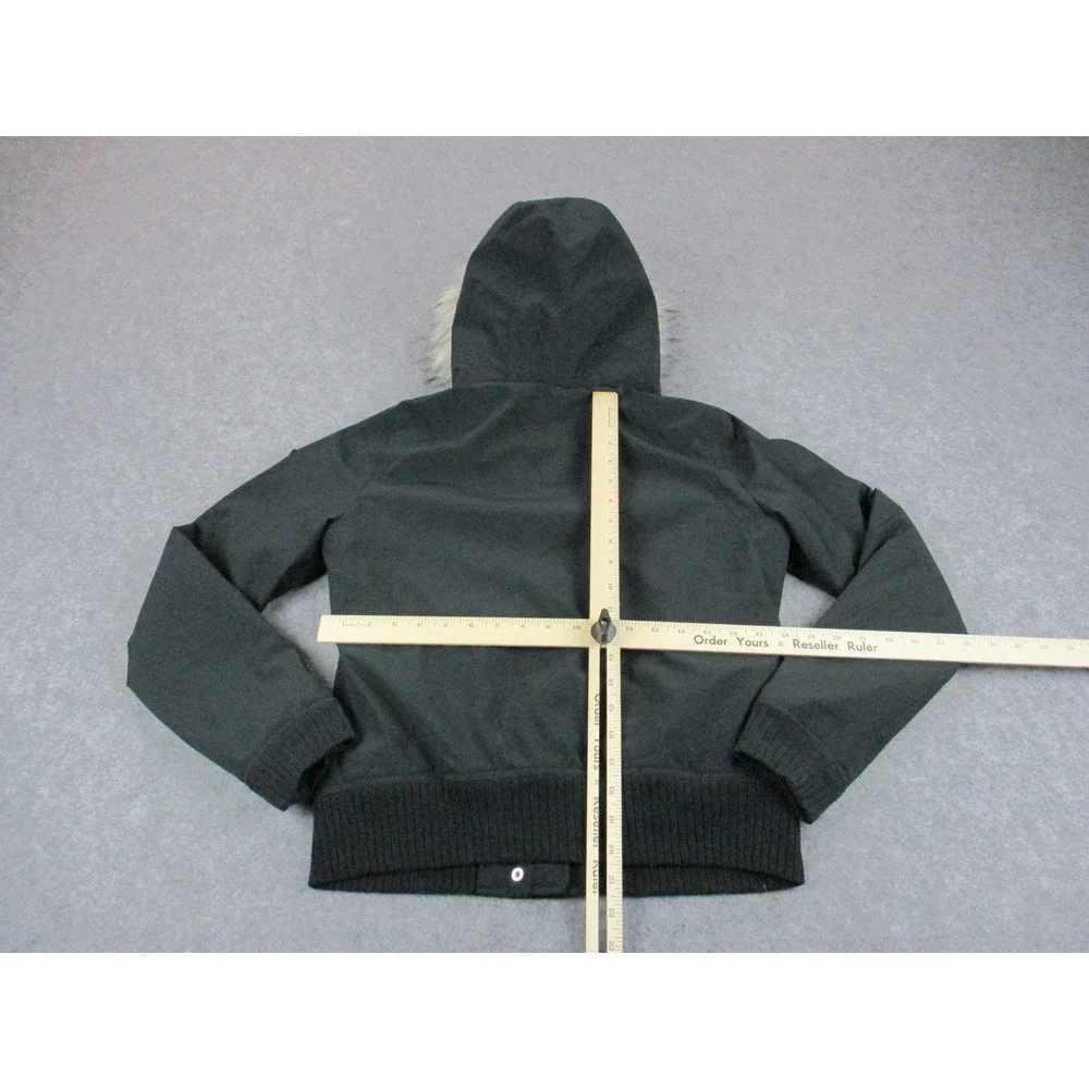 Hollister Jacket Womens Small Black All Weather Faux Fur Trim Lined Coat